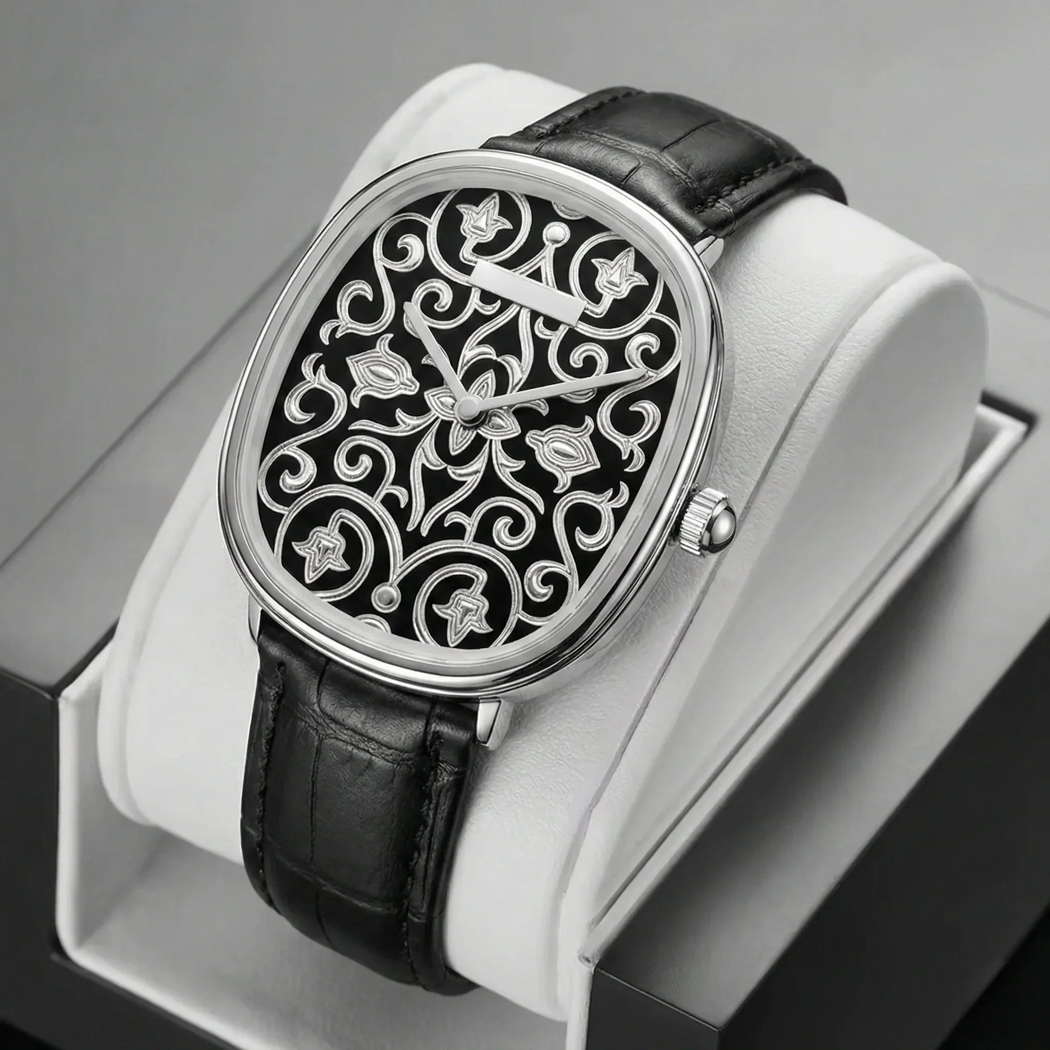NEVTRON – Men's Vintage Flower Dial Leather Strap Watch GIORGIO MARENO